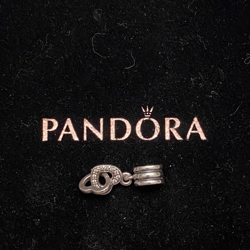 Pandora Pave Interlocking Heart Dangle Charm - image 2
